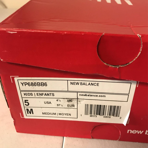 New Balance Kids Size 5 680 V6 Lace-up Running Shoe - Picture 8 of 8